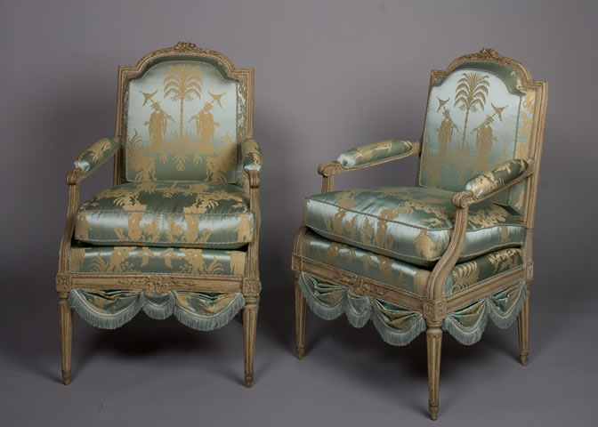 French Louis XVI Period, Painted, Beechwood Fauteuils attributed to, “C. SÉNÉ” - Click to enlarge and for full details.
