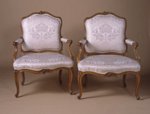 Pair of French Louis XV Period, Beechwood Fauteuils Stamped, S Blanchard