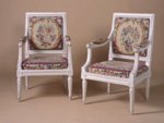 Pair of French Louis XVI Period, Grey-Painted Fauteuils Stamped by Jean-Baptiste Boulard