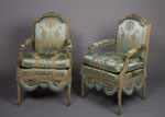 French Louis XVI Period, Painted, Beechwood Fauteuils attributed to, C. SNɔ